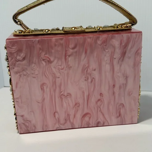 Elegant Pink and Gold Women's Handbag - Picture 5 of 5